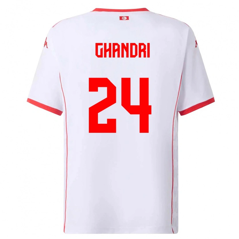 Danxen Hombre Camiseta Túnez Nader Ghandri #24 Blanco Rojo 2ª Equipación 26-28 La Camisa