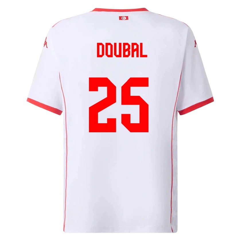 Danxen Hombre Camiseta Túnez Anis Doubal #25 Blanco Rojo 2ª Equipación 26-28 La Camisa