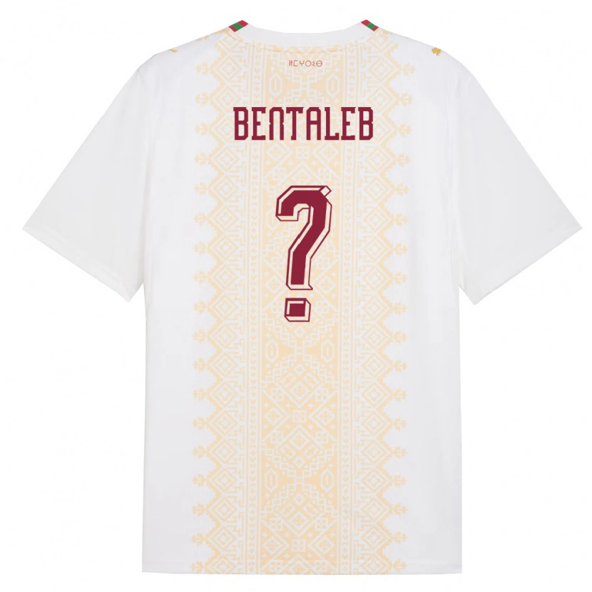 Danxen Hombre Camiseta Marruecos Hatim Bentaleb #0 Blanco Oro Rojo 2ª Equipación 26-28 La Camisa