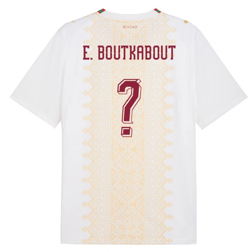 Danxen Hombre Camiseta Marruecos Saïf-Eddine Boutkabout #0 Blanco Oro Rojo 2ª Equipación 26-28 La Camisa