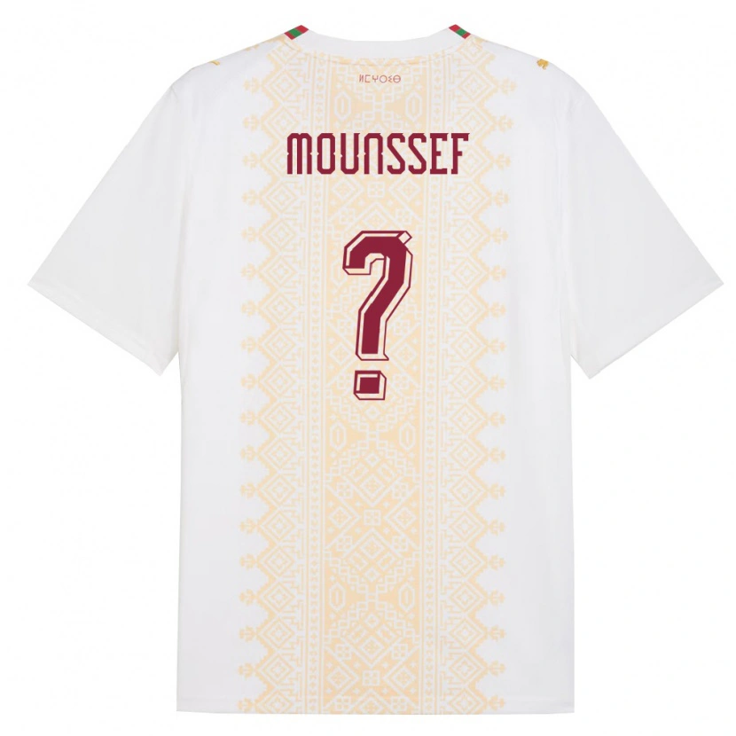 Danxen Hombre Camiseta Marruecos Mohamed Mounssef #0 Blanco Oro Rojo 2ª Equipación 26-28 La Camisa