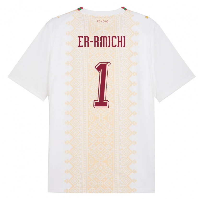 Danxen Hombre Camiseta Marruecos Khadija Er Rmichi #1 Blanco Oro Rojo 2ª Equipación 26-28 La Camisa