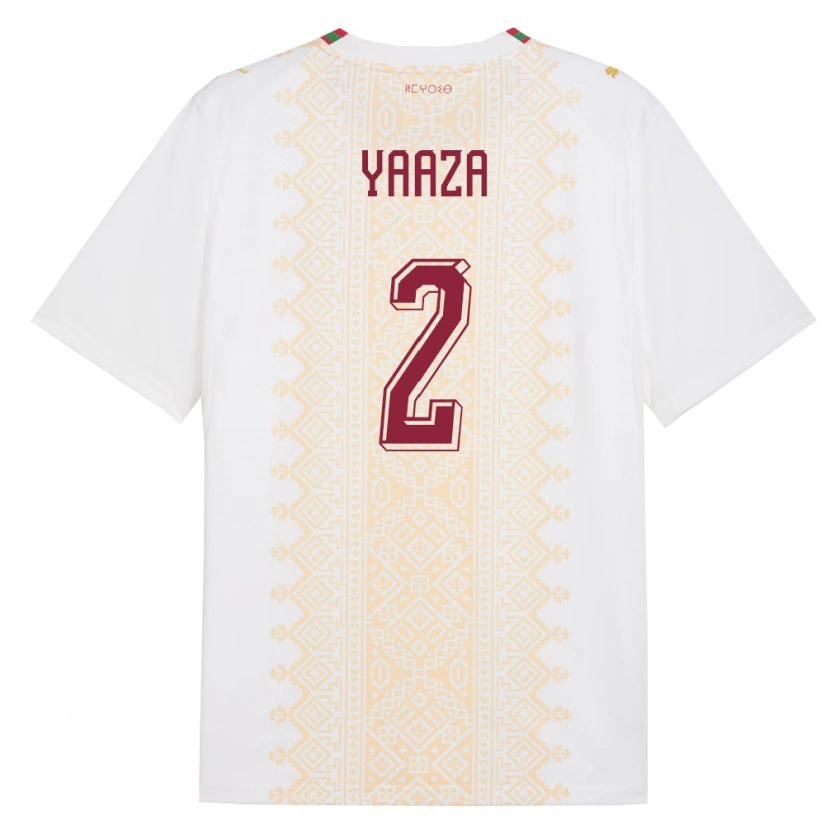 Danxen Hombre Camiseta Marruecos Yahya Yaaza #2 Blanco Oro Rojo 2ª Equipación 26-28 La Camisa