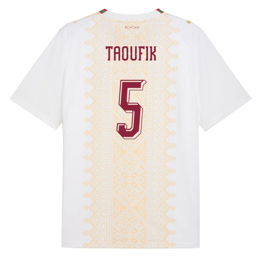 Danxen Hombre Camiseta Marruecos Rayane Taoufik #5 Blanco Oro Rojo 2ª Equipación 26-28 La Camisa