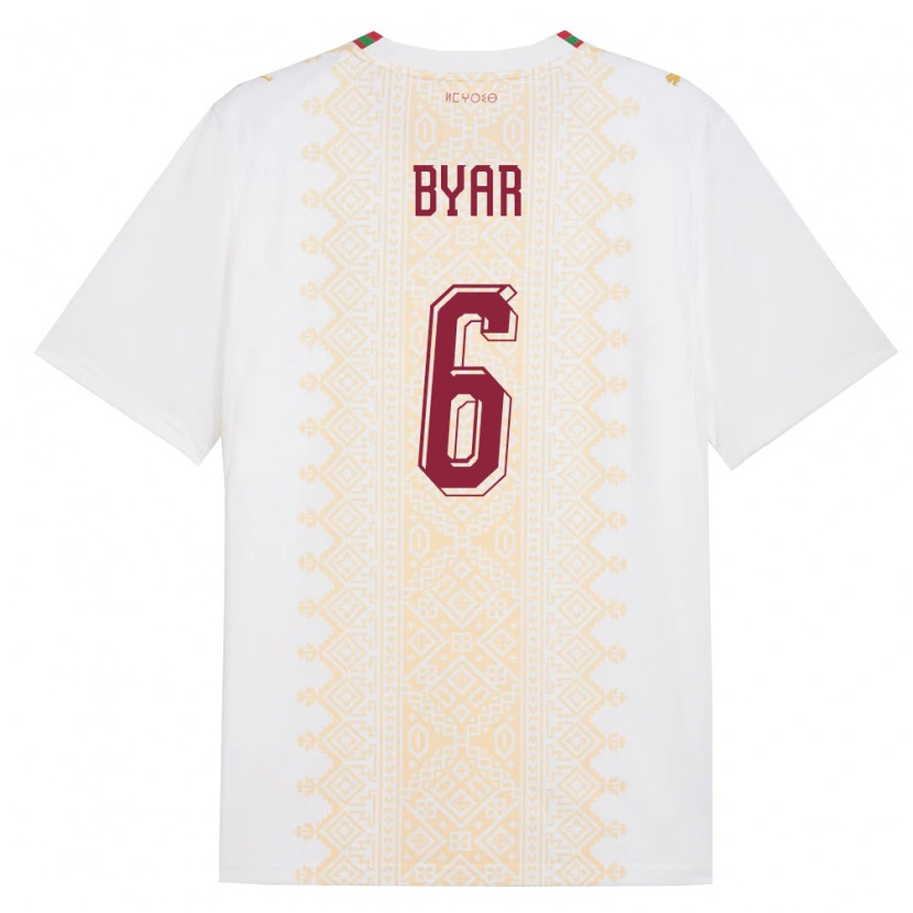 Danxen Hombre Camiseta Marruecos Naïm Byar #6 Blanco Oro Rojo 2ª Equipación 26-28 La Camisa