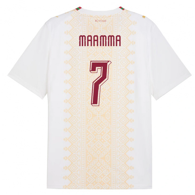 Danxen Hombre Camiseta Marruecos Othmane Maamma #7 Blanco Oro Rojo 2ª Equipación 26-28 La Camisa
