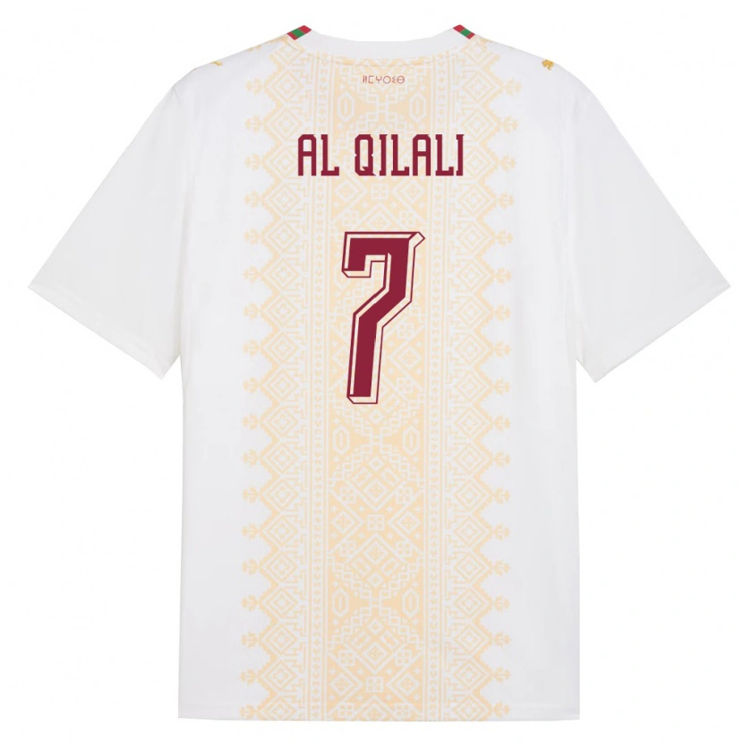 Danxen Hombre Camiseta Marruecos Mohamed Al Qilali #7 Blanco Oro Rojo 2ª Equipación 26-28 La Camisa