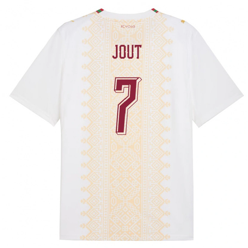 Danxen Hombre Camiseta Marruecos Adam Jout #7 Blanco Oro Rojo 2ª Equipación 26-28 La Camisa