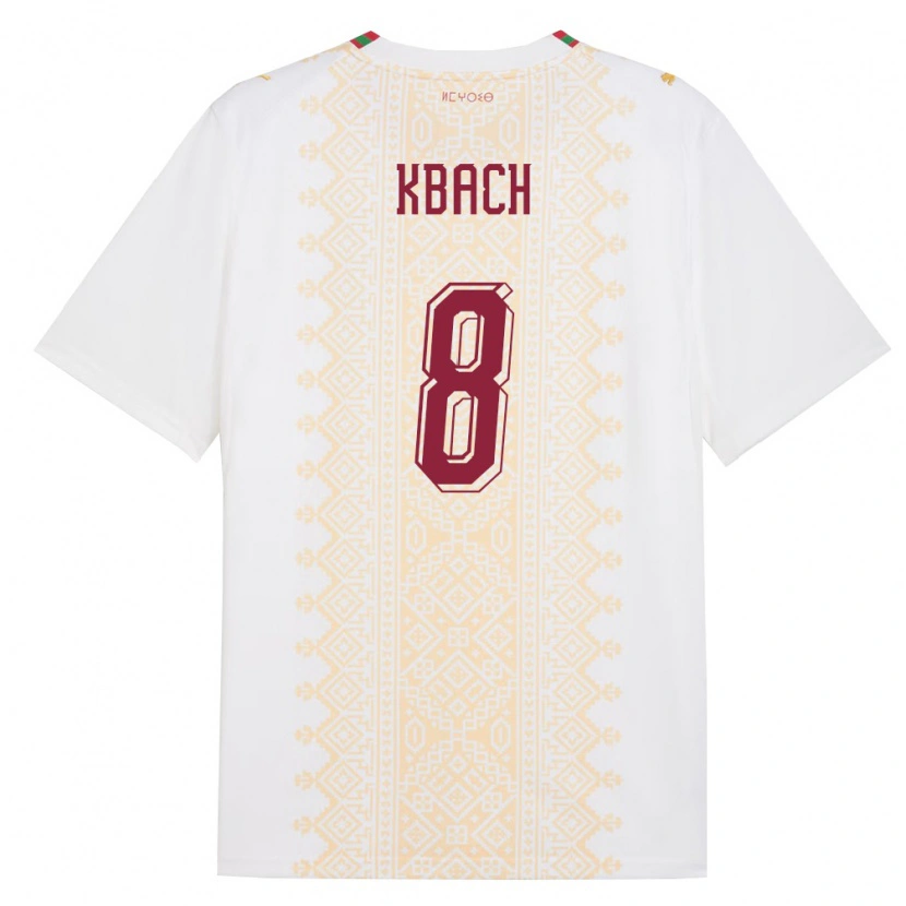 Danxen Hombre Camiseta Marruecos Hamza Kbach #8 Blanco Oro Rojo 2ª Equipación 26-28 La Camisa