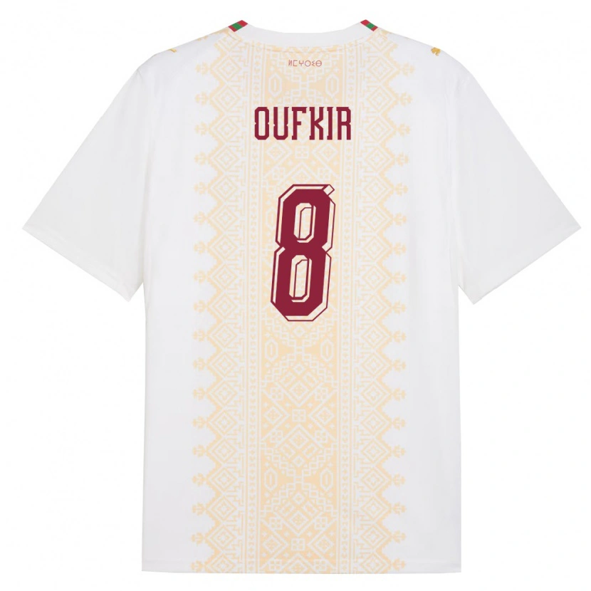 Danxen Hombre Camiseta Marruecos Oussama Oufkir #8 Blanco Oro Rojo 2ª Equipación 26-28 La Camisa