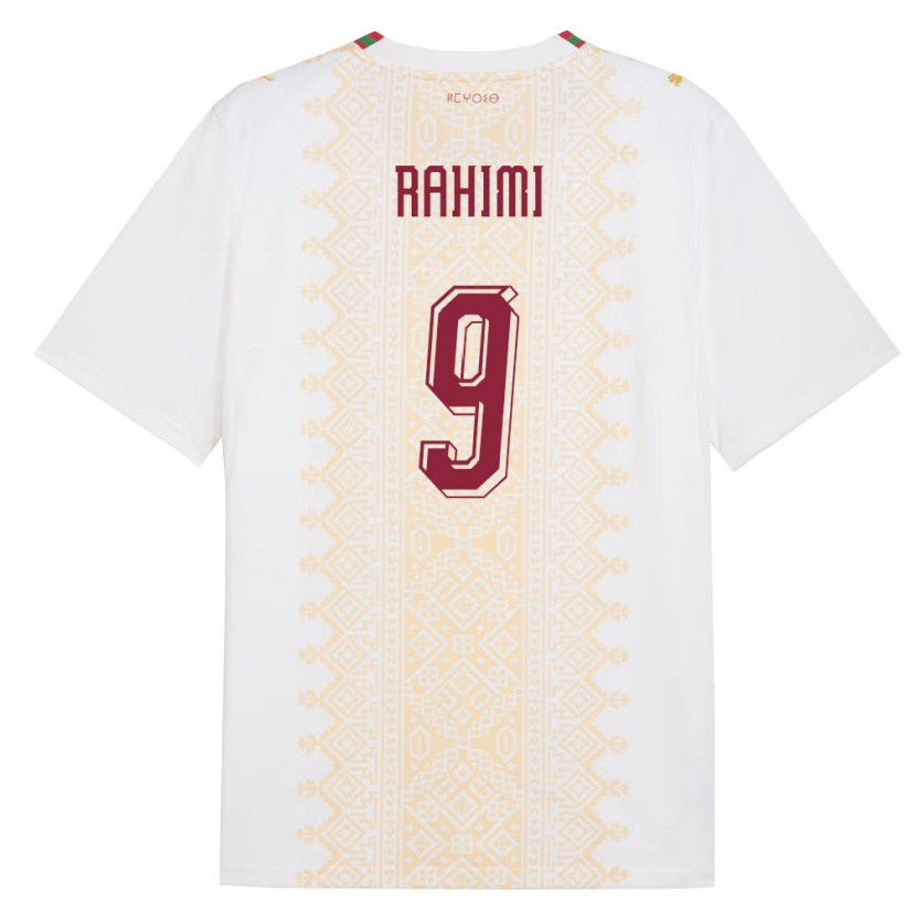Danxen Hombre Camiseta Marruecos Soufiane Rahimi #9 Blanco Oro Rojo 2ª Equipación 26-28 La Camisa
