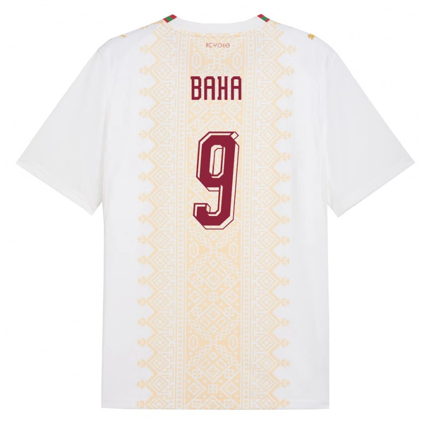 Danxen Hombre Camiseta Marruecos Ziyad Baha #9 Blanco Oro Rojo 2ª Equipación 26-28 La Camisa