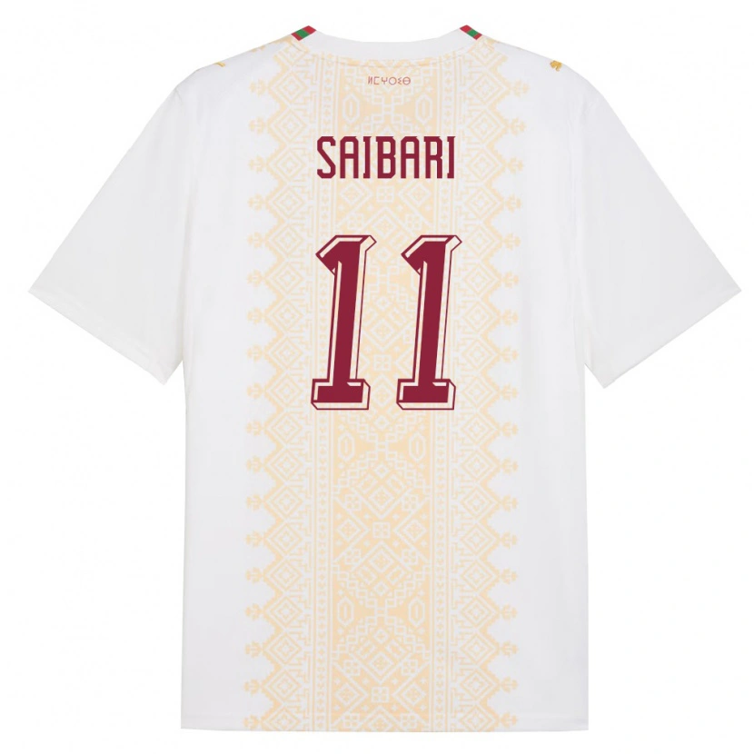 Danxen Hombre Camiseta Marruecos Ismael Saibari #11 Blanco Oro Rojo 2ª Equipación 26-28 La Camisa
