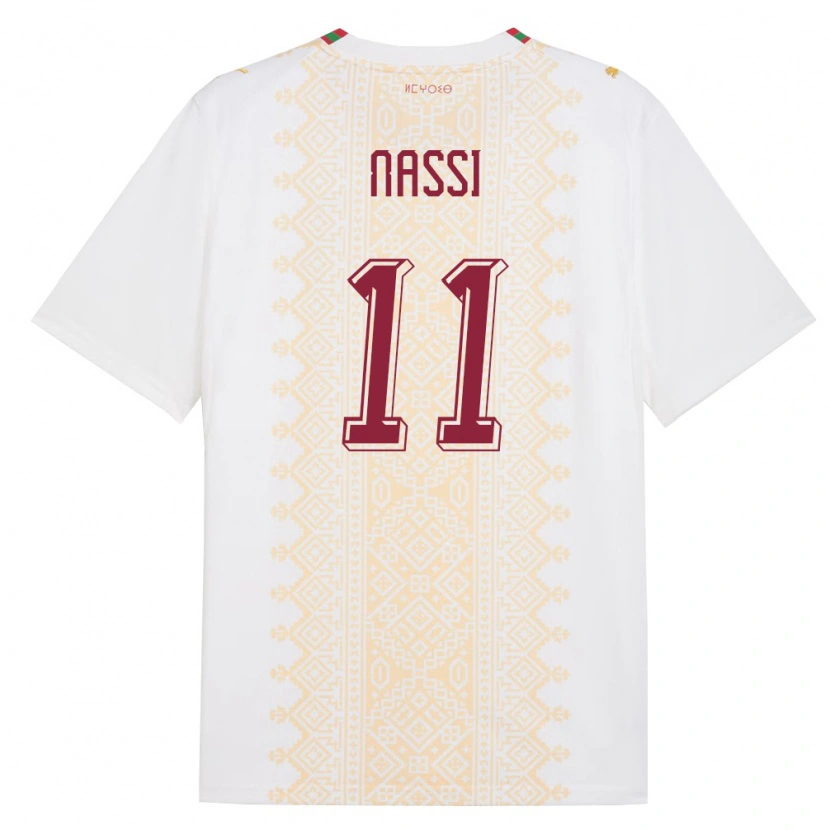 Danxen Hombre Camiseta Marruecos Walid Nassi #11 Blanco Oro Rojo 2ª Equipación 26-28 La Camisa