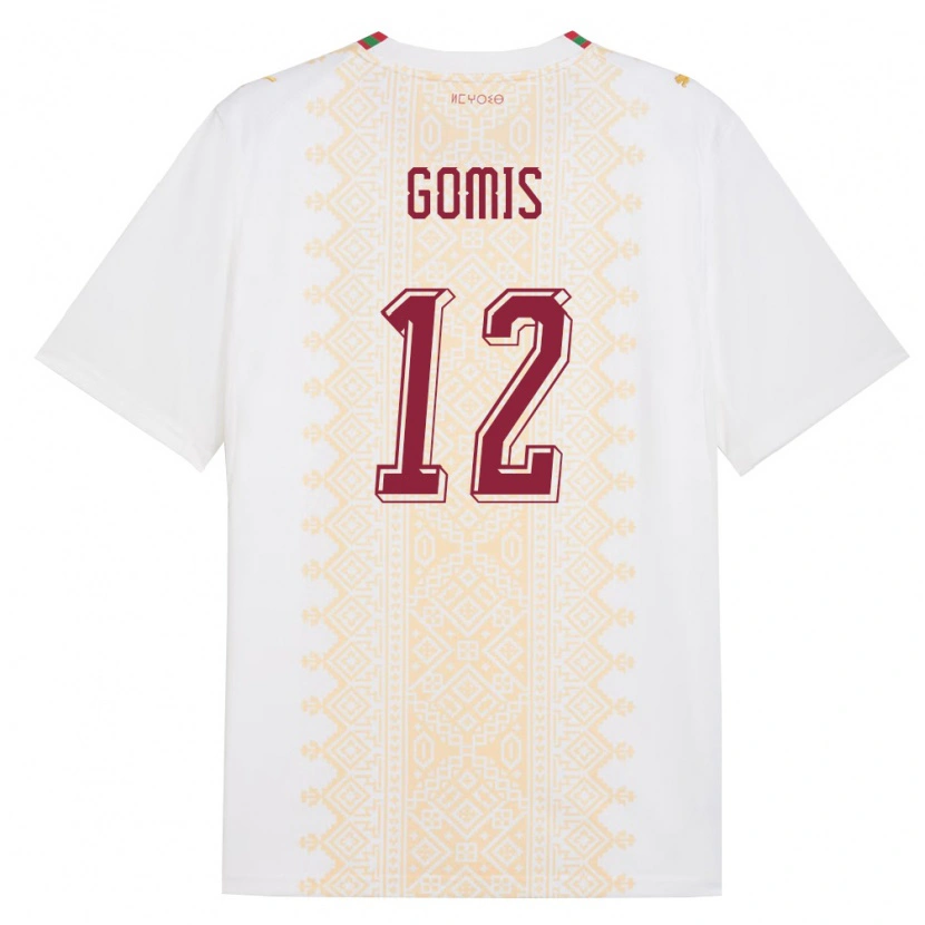 Danxen Hombre Camiseta Marruecos Ibrahim Gomis #12 Blanco Oro Rojo 2ª Equipación 26-28 La Camisa