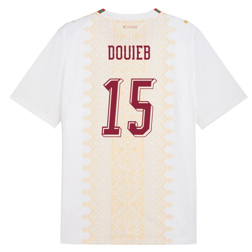Danxen Hombre Camiseta Marruecos Imran Douieb #15 Blanco Oro Rojo 2ª Equipación 26-28 La Camisa
