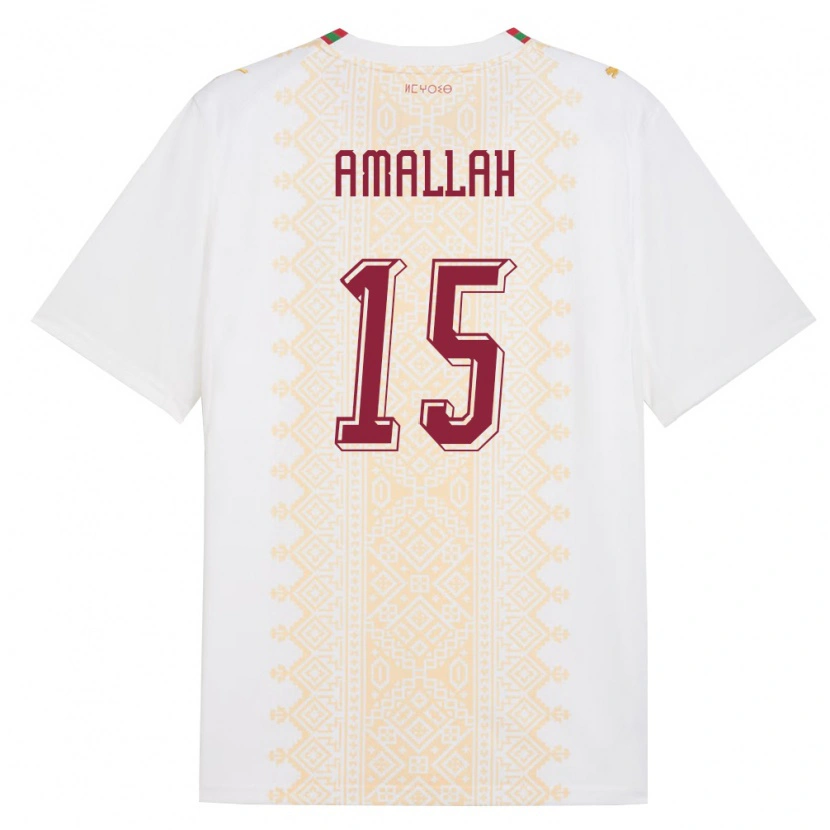 Danxen Hombre Camiseta Marruecos Selim Amallah #15 Blanco Oro Rojo 2ª Equipación 26-28 La Camisa