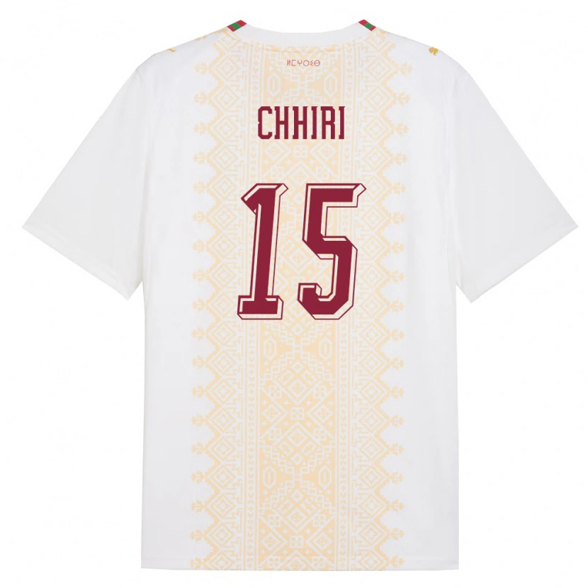 Danxen Hombre Camiseta Marruecos Ghizlane Chhiri #15 Blanco Oro Rojo 2ª Equipación 26-28 La Camisa