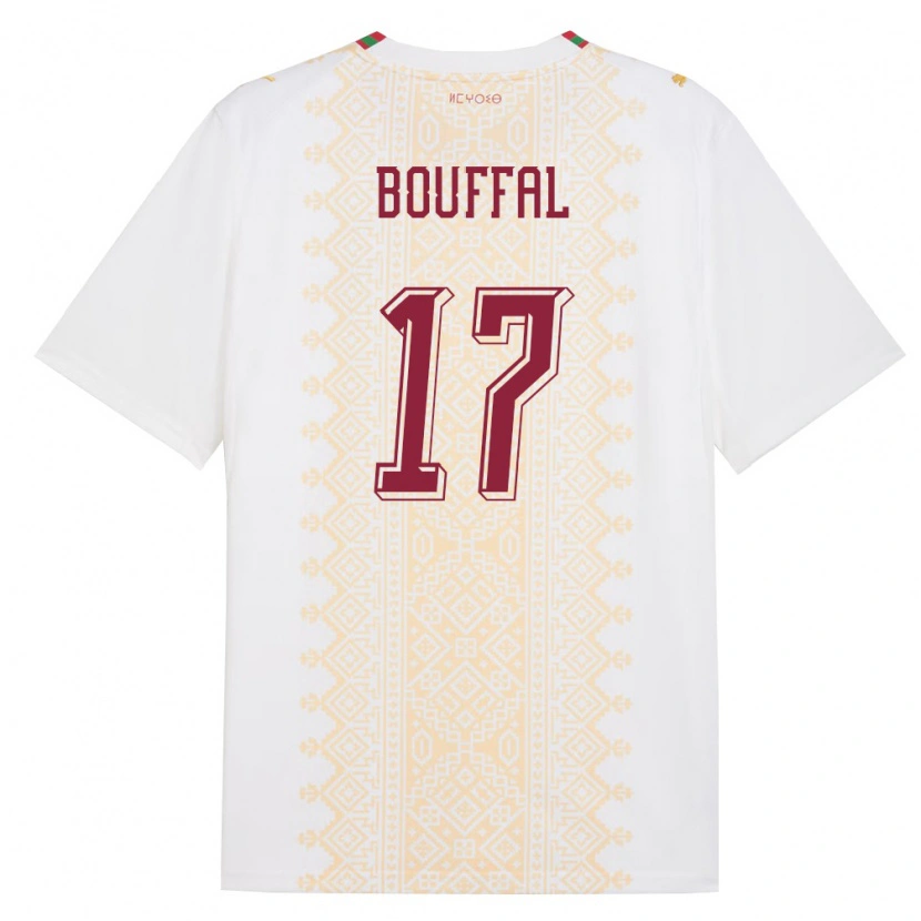 Danxen Hombre Camiseta Marruecos Soufiane Bouffal #17 Blanco Oro Rojo 2ª Equipación 26-28 La Camisa