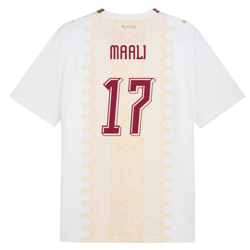 Danxen Hombre Camiseta Marruecos Abdelhamid Maali #17 Blanco Oro Rojo 2ª Equipación 26-28 La Camisa
