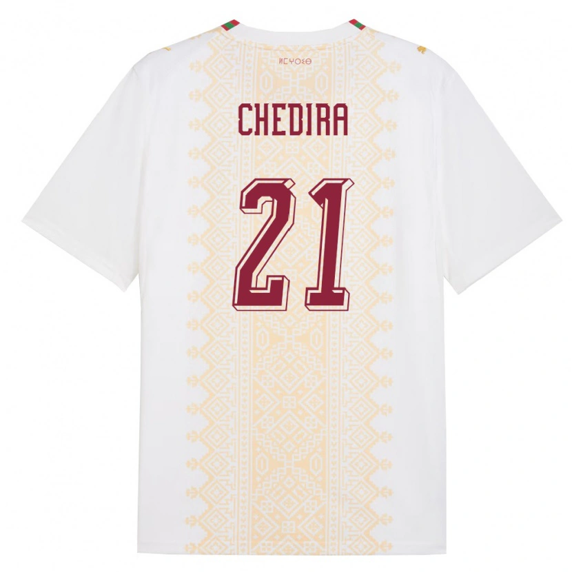 Danxen Hombre Camiseta Marruecos Walid Chedira #21 Blanco Oro Rojo 2ª Equipación 26-28 La Camisa