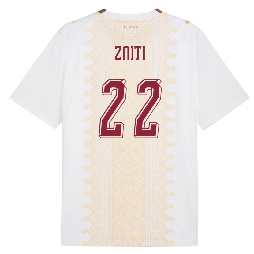 Danxen Hombre Camiseta Marruecos Anas Zniti #22 Blanco Oro Rojo 2ª Equipación 26-28 La Camisa