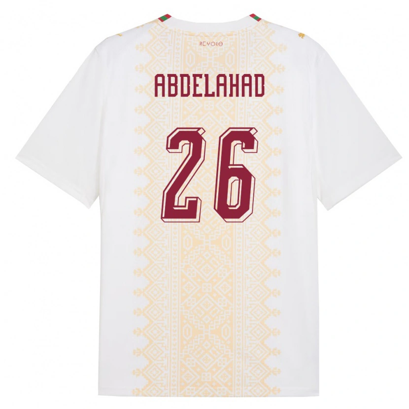 Danxen Hombre Camiseta Marruecos Imane Abdelahad #26 Blanco Oro Rojo 2ª Equipación 26-28 La Camisa