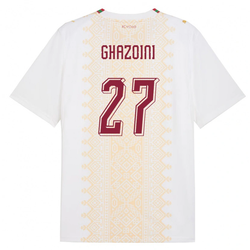 Danxen Hombre Camiseta Marruecos Amine Ghazoini #27 Blanco Oro Rojo 2ª Equipación 26-28 La Camisa