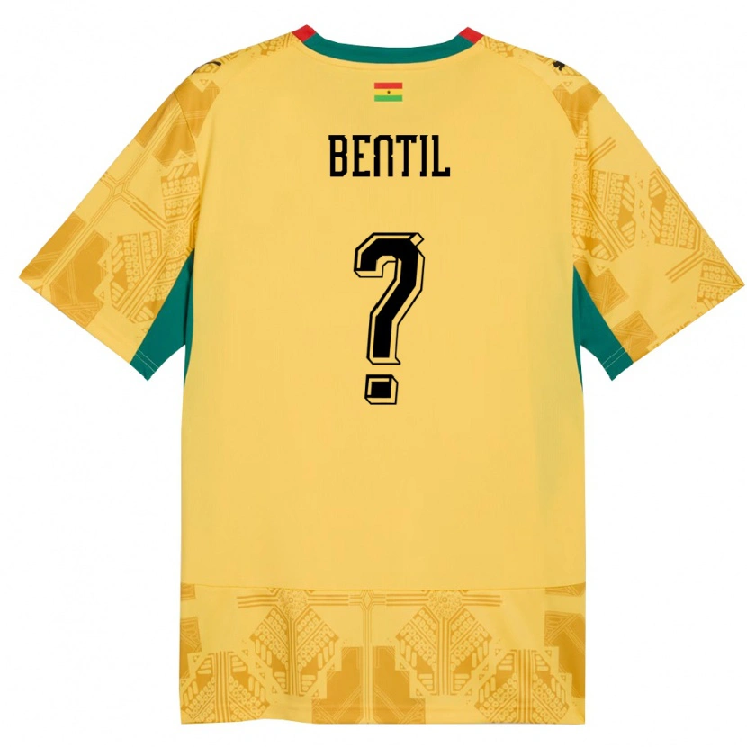 Danxen Hombre Camiseta Ghana Godwin Bentil #0 Amarillo Rojo Negro 2ª Equipación 26-28 La Camisa