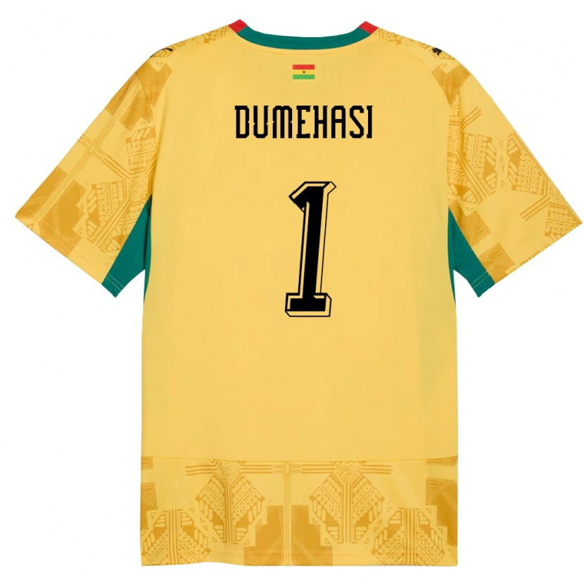 Danxen Hombre Camiseta Ghana Fafali Dumehasi #1 Amarillo Rojo Negro 2ª Equipación 26-28 La Camisa