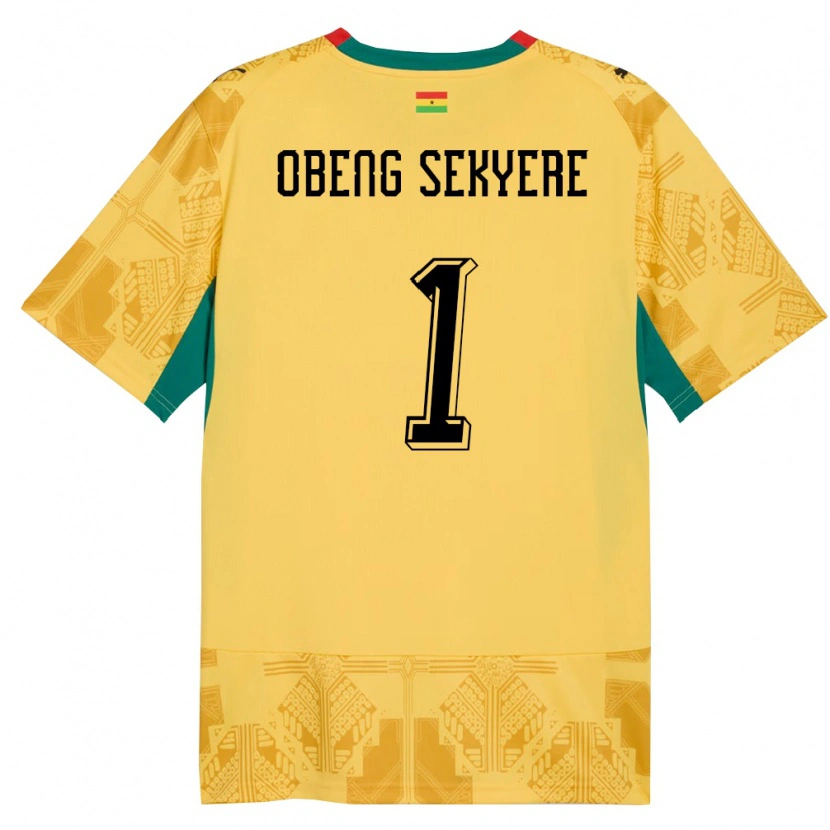Danxen Hombre Camiseta Ghana Gregory Obeng Sekyere #1 Amarillo Rojo Negro 2ª Equipación 26-28 La Camisa