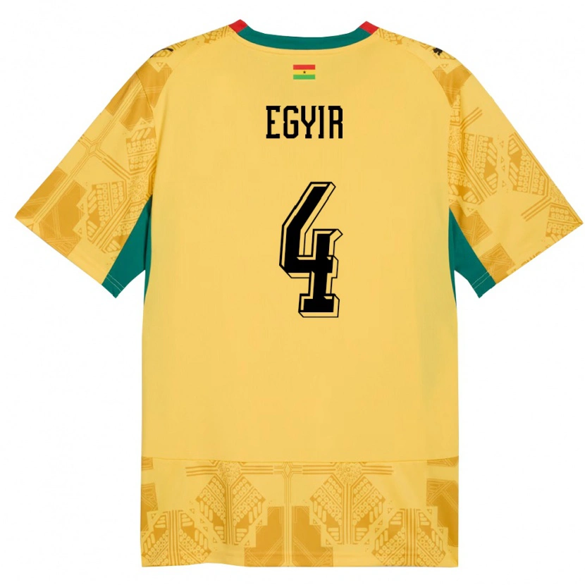 Danxen Hombre Camiseta Ghana Janet Egyir #4 Amarillo Rojo Negro 2ª Equipación 26-28 La Camisa