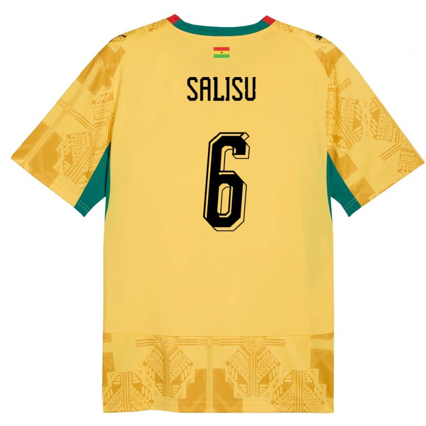 Danxen Hombre Camiseta Ghana Mohammed Salisu #6 Amarillo Rojo Negro 2ª Equipación 26-28 La Camisa