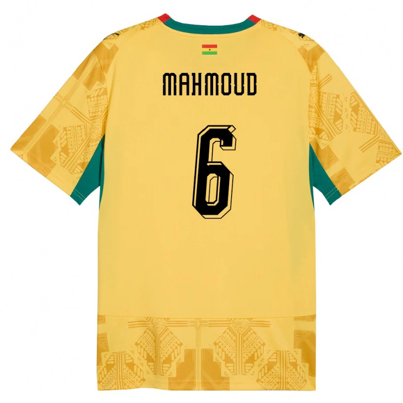 Danxen Hombre Camiseta Ghana Mohaison Mahmoud #6 Amarillo Rojo Negro 2ª Equipación 26-28 La Camisa