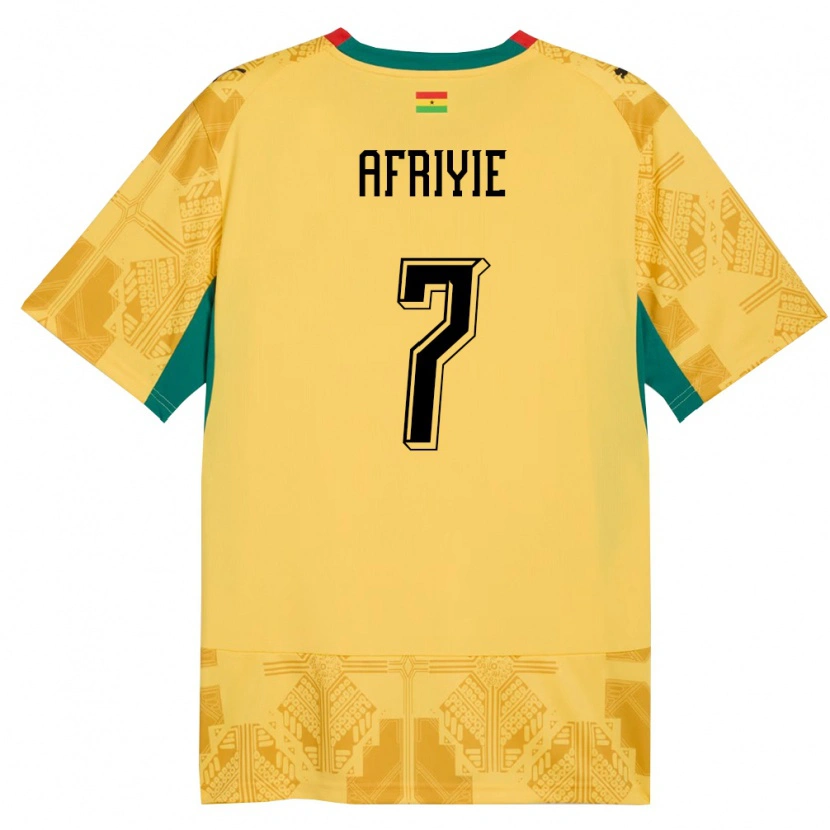 Danxen Hombre Camiseta Ghana Jerry Afriyie #7 Amarillo Rojo Negro 2ª Equipación 26-28 La Camisa