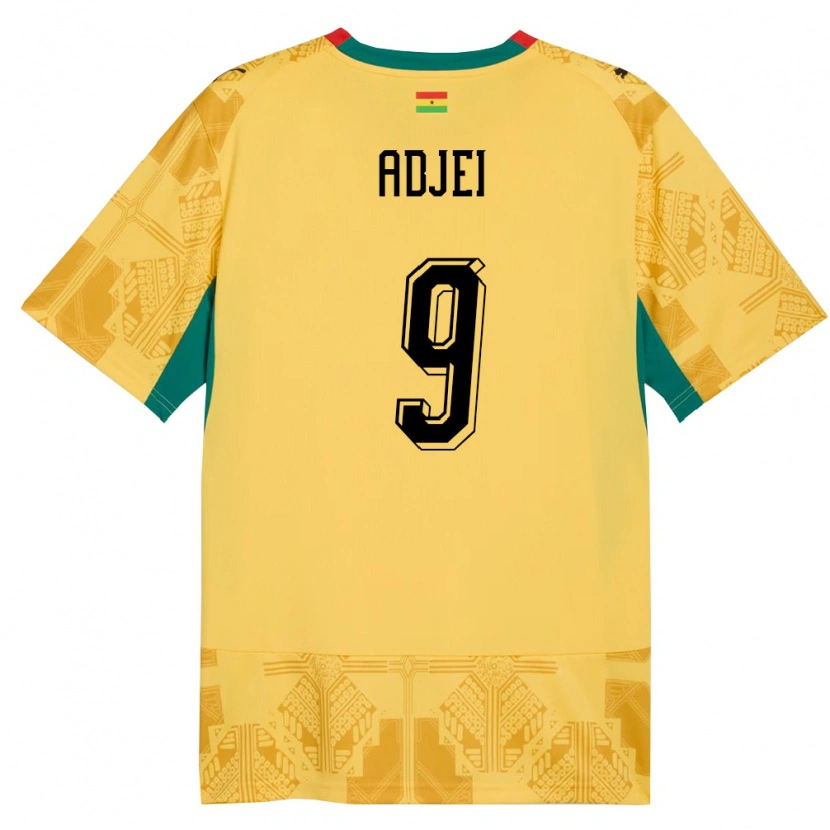 Danxen Hombre Camiseta Ghana Vivian Adjei #9 Amarillo Rojo Negro 2ª Equipación 26-28 La Camisa