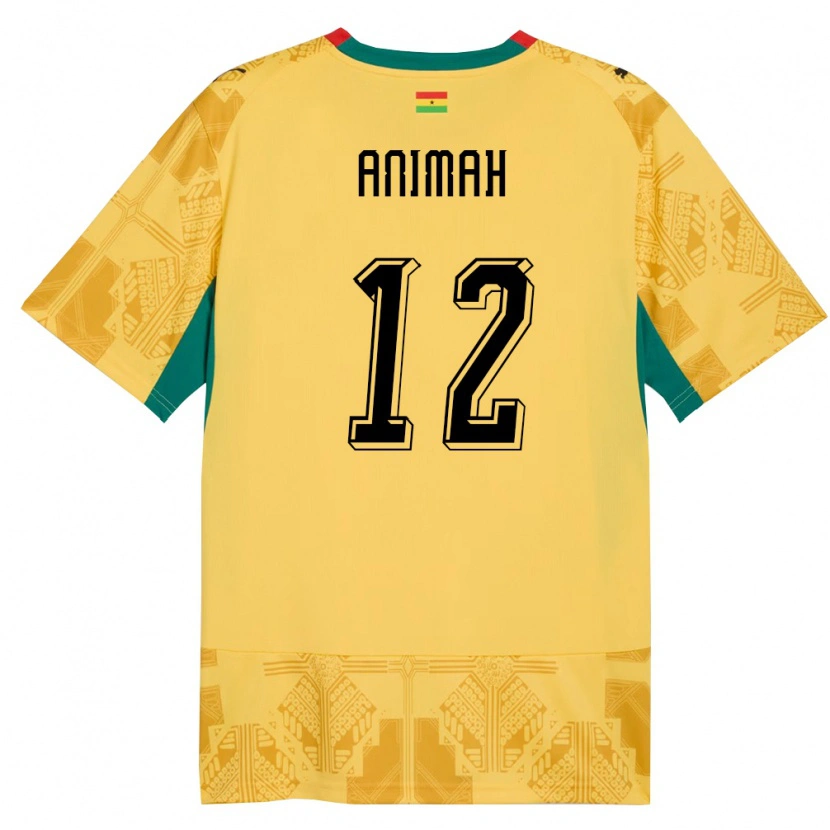 Danxen Hombre Camiseta Ghana Grace Animah #12 Amarillo Rojo Negro 2ª Equipación 26-28 La Camisa