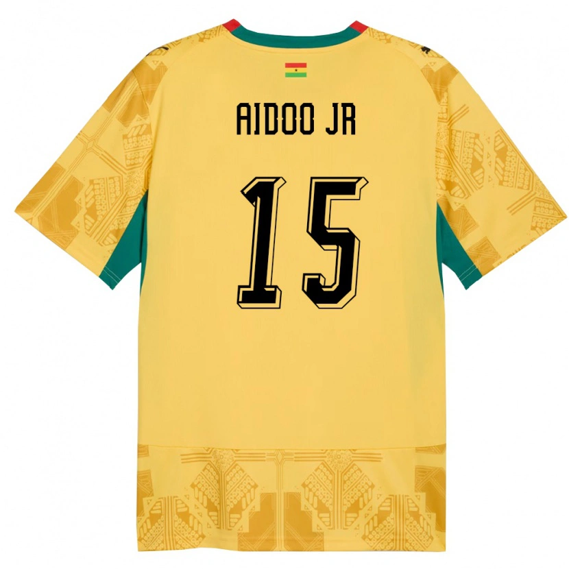 Danxen Hombre Camiseta Ghana Joseph Aidoo #15 Amarillo Rojo Negro 2ª Equipación 26-28 La Camisa