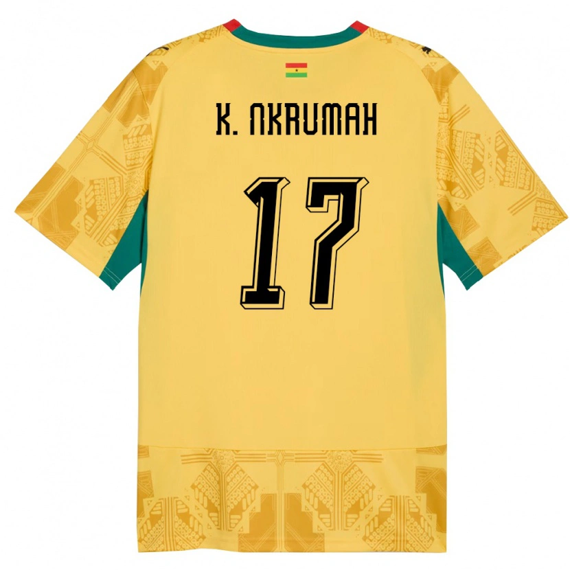 Danxen Hombre Camiseta Ghana Kelvin Nkrumah #17 Amarillo Rojo Negro 2ª Equipación 26-28 La Camisa
