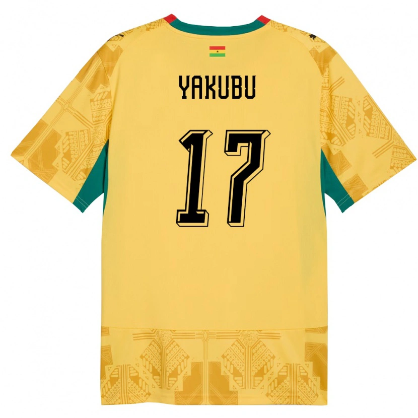 Danxen Hombre Camiseta Ghana Mustapha Yakubu #17 Amarillo Rojo Negro 2ª Equipación 26-28 La Camisa