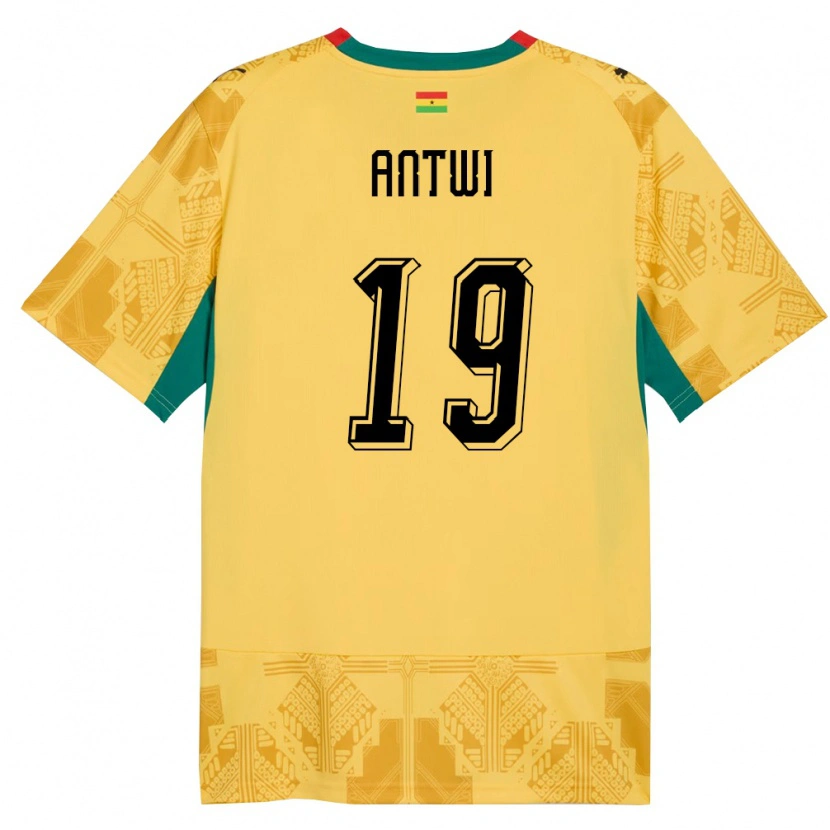 Danxen Hombre Camiseta Ghana Emmanuel Antwi #19 Amarillo Rojo Negro 2ª Equipación 26-28 La Camisa