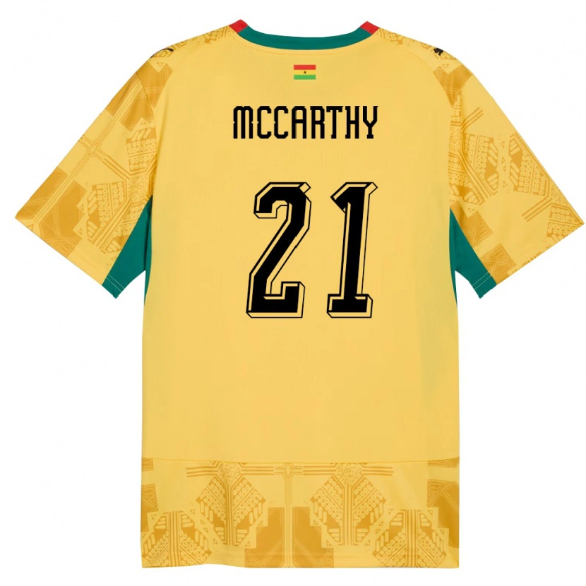 Danxen Hombre Camiseta Ghana Kerrie Mccarthy #21 Amarillo Rojo Negro 2ª Equipación 26-28 La Camisa