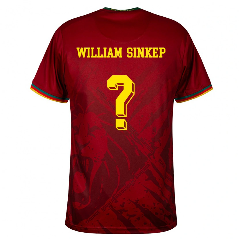 Danxen Hombre Camiseta Camerún Hakim William Sinkep #0 Rojo Oscuro Verde Amarillo 2ª Equipación 26-28 La Camisa