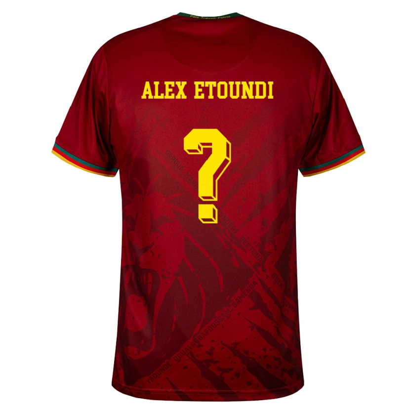 Danxen Hombre Camiseta Camerún Marcelo Alex Etoundi #0 Rojo Oscuro Verde Amarillo 2ª Equipación 26-28 La Camisa