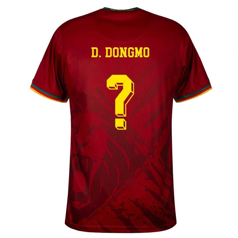 Danxen Hombre Camiseta Camerún Danel Dongmo #0 Rojo Oscuro Verde Amarillo 2ª Equipación 26-28 La Camisa