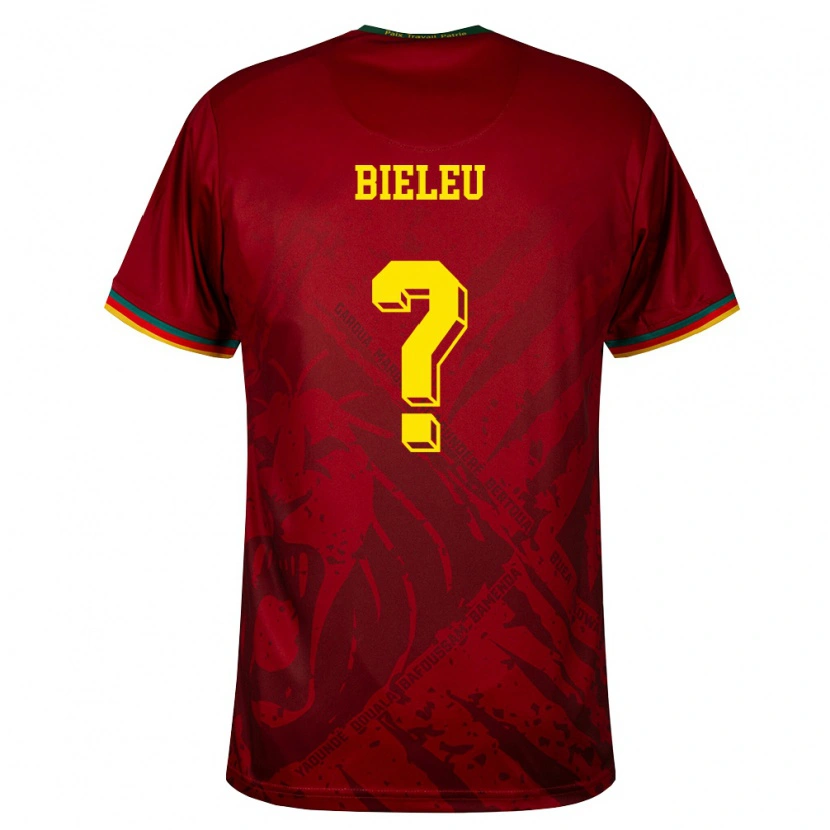 Danxen Hombre Camiseta Camerún Benjamin Bieleu #0 Rojo Oscuro Verde Amarillo 2ª Equipación 26-28 La Camisa