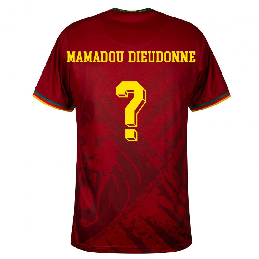 Danxen Hombre Camiseta Camerún Malik Mamadou Dieudonne #0 Rojo Oscuro Verde Amarillo 2ª Equipación 26-28 La Camisa