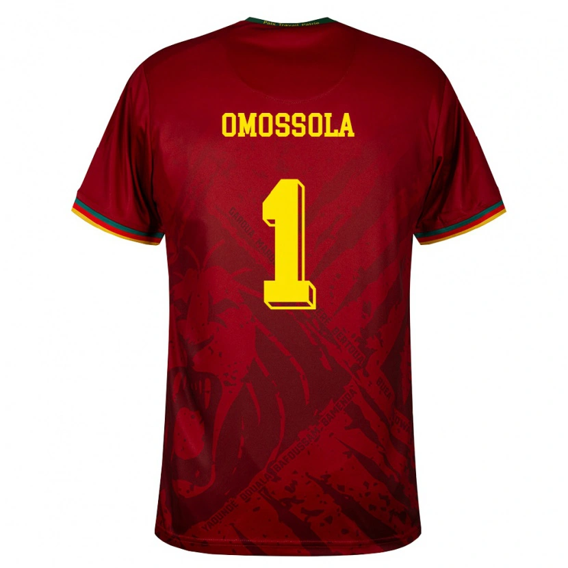 Danxen Hombre Camiseta Camerún Simon Omossola #1 Rojo Oscuro Verde Amarillo 2ª Equipación 26-28 La Camisa