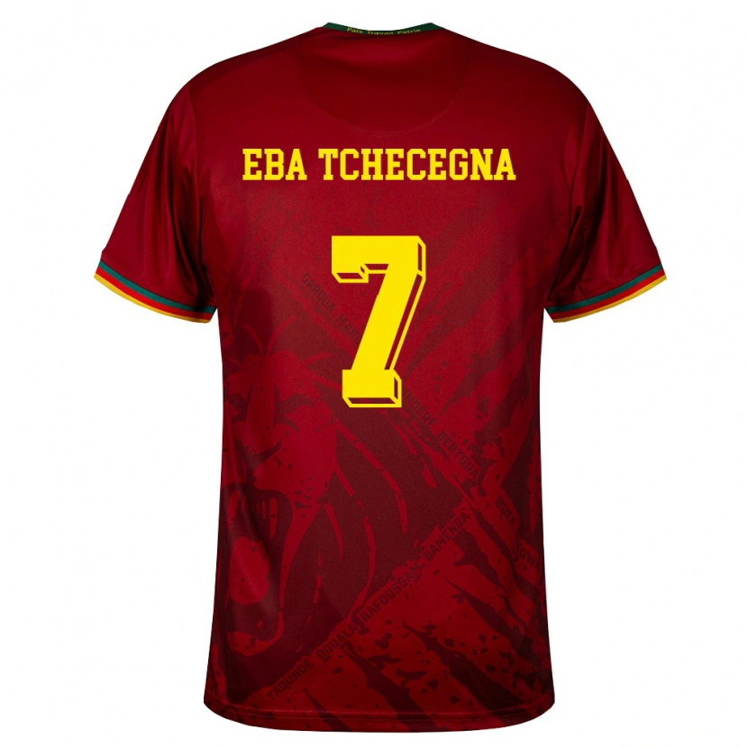 Danxen Hombre Camiseta Camerún Arnold Eba Tchecegna #7 Rojo Oscuro Verde Amarillo 2ª Equipación 26-28 La Camisa