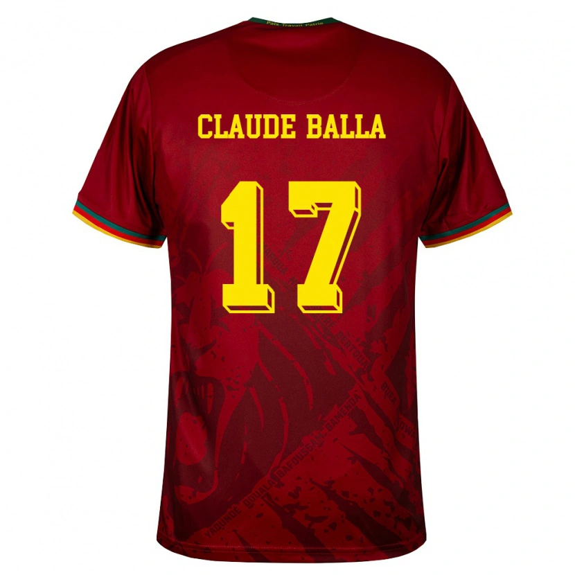 Danxen Hombre Camiseta Camerún Henri Claude Balla #17 Rojo Oscuro Verde Amarillo 2ª Equipación 26-28 La Camisa